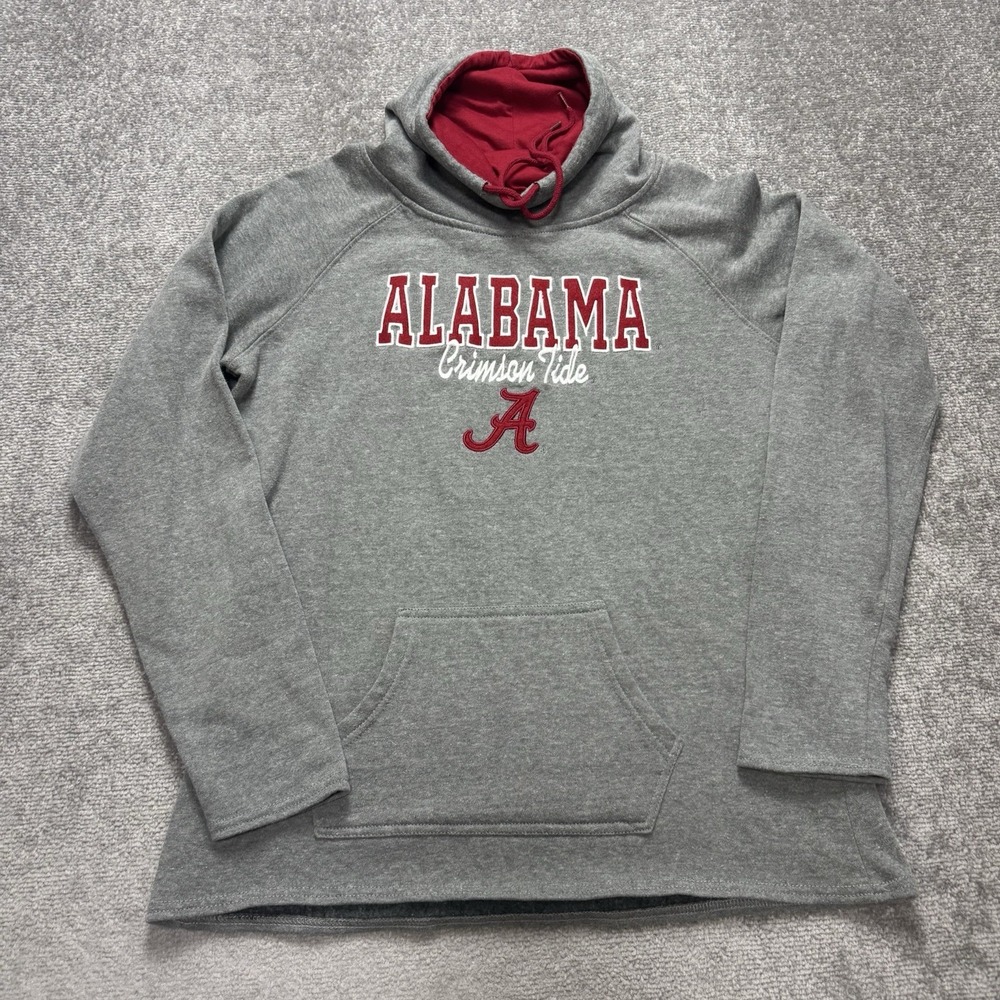 Alabama Crimson Tide Women's Large Cowl Neck Sweater Gray Red